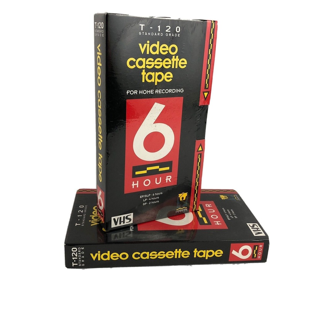 VHS Video Cassette Tape Sealed Blank T-120 6 Hours Recording Time Set Of 2 Tapes